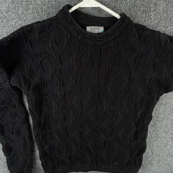 COOGI Australia Black 3D Textured Knit Sweater Pullover Cotton Small Ladies - Picture 1 of 16